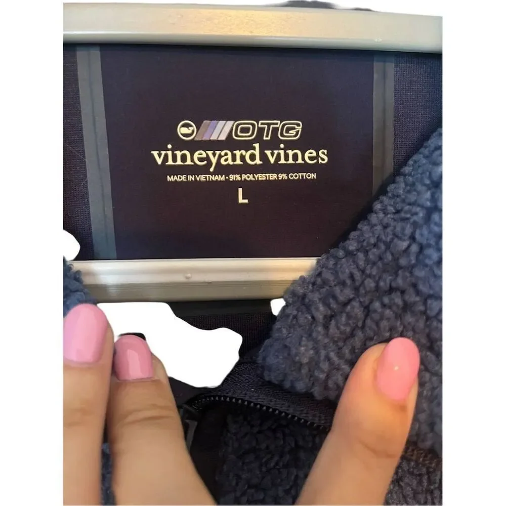 NWOT VINEYARD VINES SHERPA FLEECE BLUE MENS ZIP UP JACKET WOMENS SIZE‎ LARGE